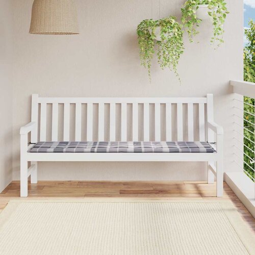  Jastuk za vrtnu klupu sivi karirani 180x50x4 cm tkanina Oxford Cijene