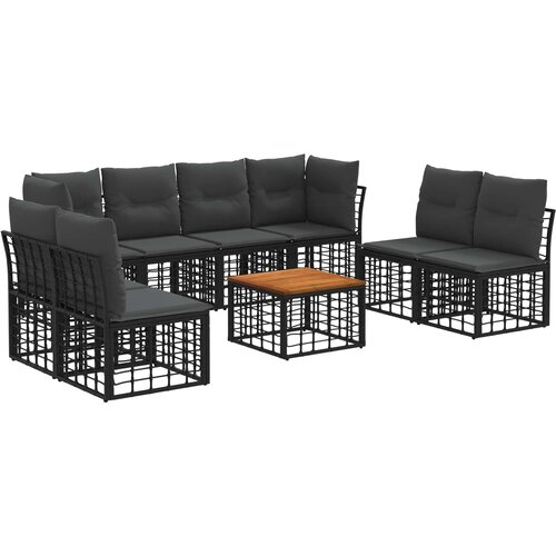  Set vanjskih sofa 9 pcs Crna i tamno siva Poliester Slike