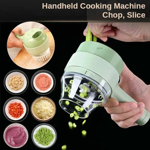 začasna blagovna znamka 4-in-1 Electric Vegetable Chopping Set - Handheld Wireless Electric Garlic Grinder, Food Chopper, Meat Slicer, and Vegetable Peeling and Chopping Cutte, (21140995)