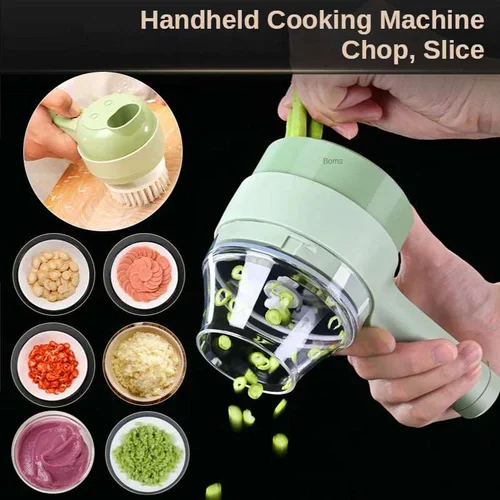  4-in-1 Electric Vegetable Chopping Set - Handheld Wireless Electric Garlic Grinder, Food Chopper, Meat Slicer, and Vegetable Peeling and Chopping Cutte, (21140995)