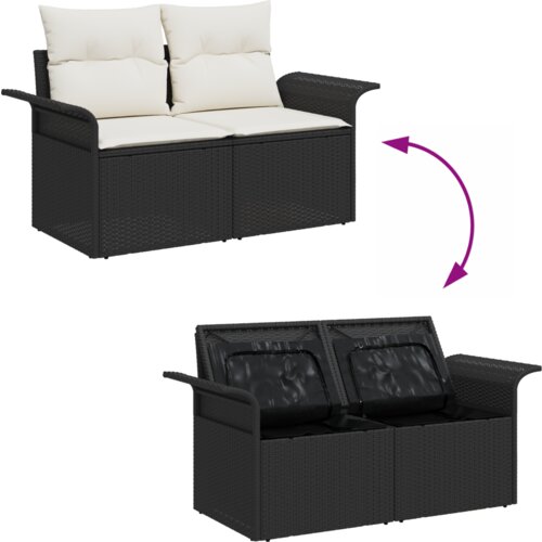  10 komada vrtni sofa set s jastučićima crni poli ratan Slike