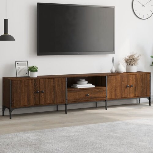  The Living Store TV omarica s predalom rjav hrast 200x25x44 cm inženirski les - TV Omarica, (21555756) Slike