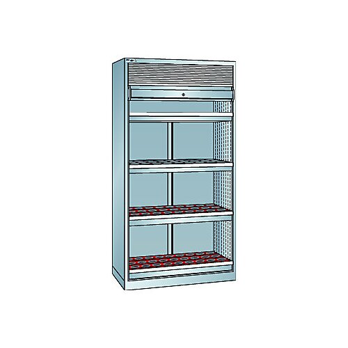 LISTA cnc omara za orodje z rolojem, 4 predali, 108 držal hsk 63 A+C+E/80 b+d+f, svetlo sive barve ral 7035 Slike