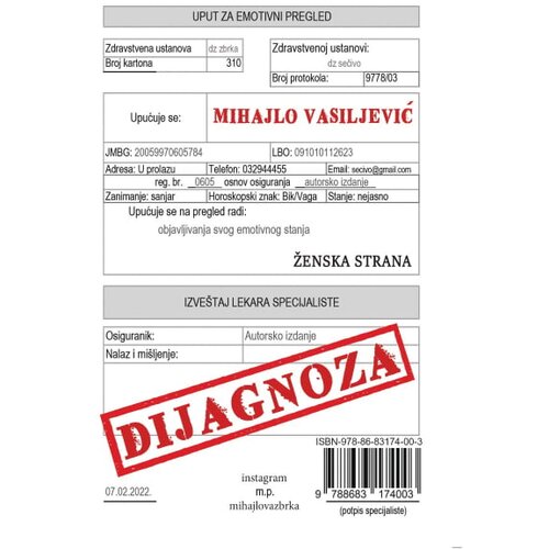 Zbrka Mihajlo Vasiljević - Dijagnoza Cene