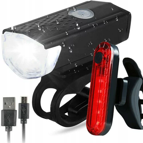  Set USB aku. vodoodporna kolesarska svetilka + zadnja luč 5000K AKCIJA
