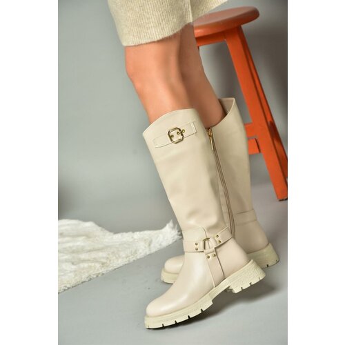 Fox Shoes Beige Women's Zippered Boots Slike