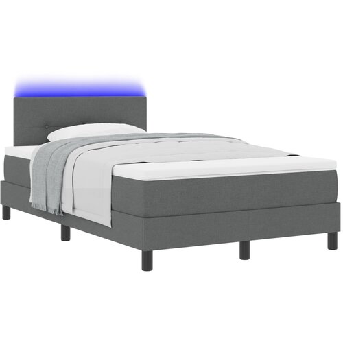 VidaXL box spring postelja z vzmetnico &amp;amp; LED temno siva 120x190 cm tkanina Slike