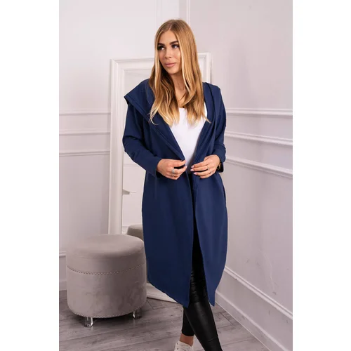 Kesi Long hooded cardigan light dark blue