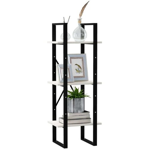 VidaXL Knjižna omara 3-nadstropna bela 40x30x105 cm trdna borovina Slike