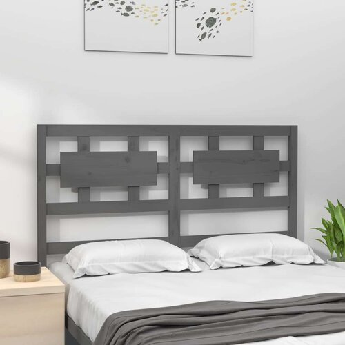  Uzglavlje za krevet sivo 125 5 x 4 x 100 cm od masivne borovine Slike