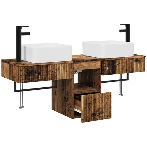  Set namje&amp;scaron;taja za kupaonicu 3 kom. Staro drvo Konstruirano drvo Smeđa 50 x 41 x 56 cm Slike