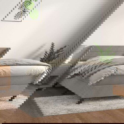 Box spring postelja z vzmetnico svetlo siva 80x200 cm žamet, (20726484) Slike