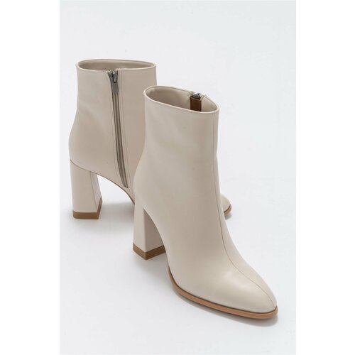 LuviShoes Women's Jewel Beige Skin Heeled Boots. Slike