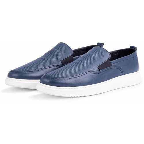 Ducavelli Seon Genuine Leather Men's Casual Shoes, Loafers, Summer Shoes, Light Shoes Navy Blue. Slike