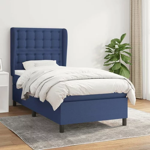  Box spring postelja z vzmetnico modra 90x200 cm blago, (20897579)