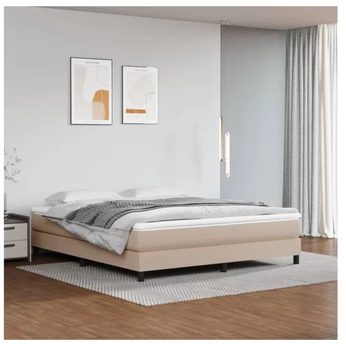  Box spring postelja z vzmetnico kapučino 160x200cm umetno usnje