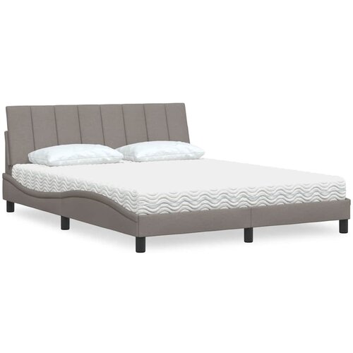 Krevet s madracem Hanko smeđesivi 160x200 cm tkanina Slike