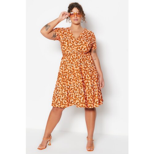 Trendyol Curve Plus Size Dress - Orange - A-line Slike