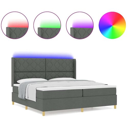 Box Spring Krevet s Madracem &amp;amp;amp LED Tamno Siva 200x200 cm Tkanina Slike