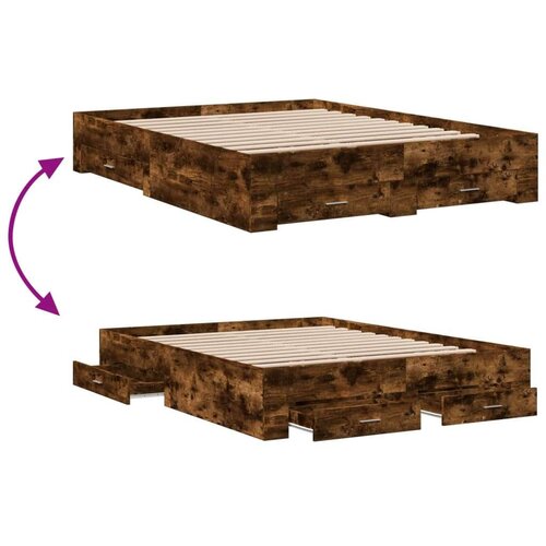 VidaXL Okvir kreveta s ladicama boja hrasta 150x200 cm drveni Slike