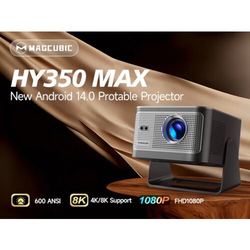 Magcubic Mini Projector 4K & 8K 1080P Supported, Portable Projector with WiFi 6 Bluetooth 5.4, Auto Focus 6D Auto Keystone Correction, 12W Speaker, 180° Rotation Home Cinema
