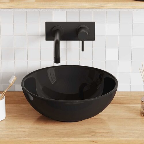  Lavabo - Umivaonik sjajno crni &amp;Oslash;28x10 cm keramički - Crna Slike