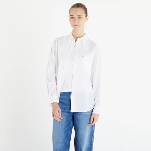 Tommy Hilfiger Tommy Jeans Solid Linen Blend Shirt White
