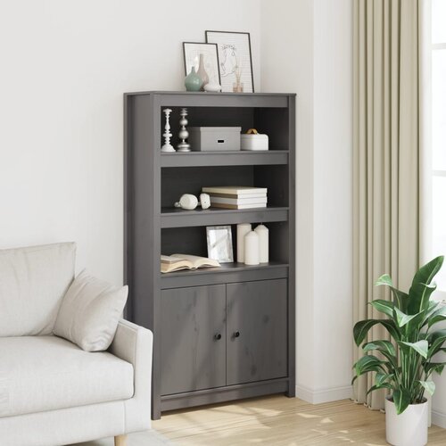 VidaXL Visoka komoda siva 80 x 35 x 154 cm od masivne borovine Slike