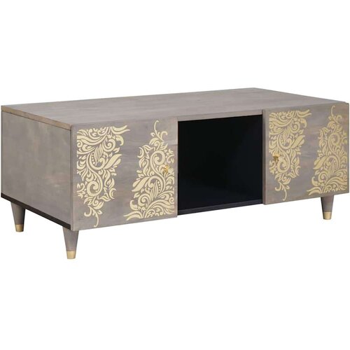 VidaXL Klubska miza Siva 100 x 54 x 40 cm trden mangov les Slike