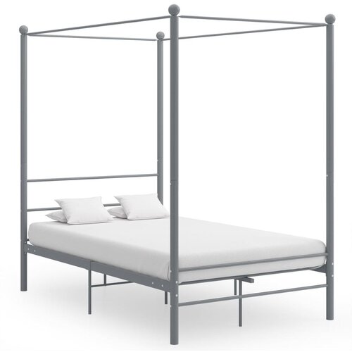  Za krevet s nadstre&amp;scaron;nicom sivi metalni 140 x 200 cm Slike