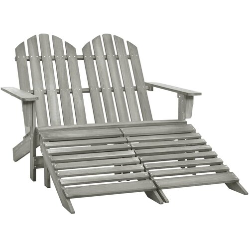 The Living Store Vrtni stol Adirondack za 2 osebi z naslonom za noge siv - Vrtni Stol, (21479205) Cene