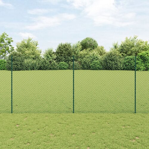 VidaXL Ograja iz verige z 10 U stebri zelena 1.4x10 m jeklo Slike