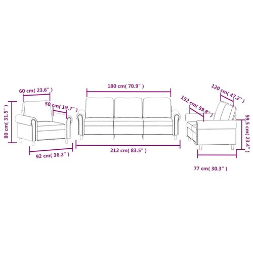  3-dijelni set sofa s jastucima tamnozeleni bar&amp;scaron;unasti Slike