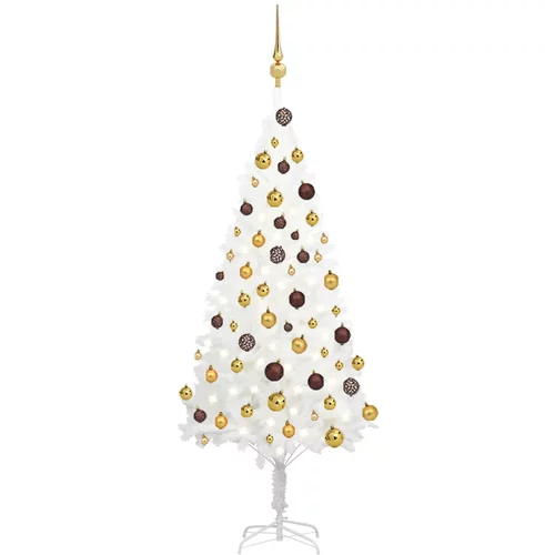  Umjetno božićno drvce s LED svjetlima i kuglicama bijelo 120 cm