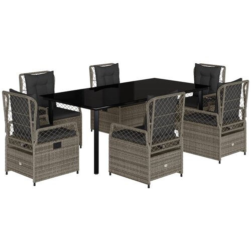  7-dijelni vrtni blagovaonski set sivi od poliratana Siva 200 x 100 x 74 cm Slike