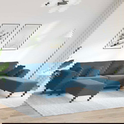 vidaXL Žametni kavč z blazino 3 pcs Modra 208 cm Žamet Cene