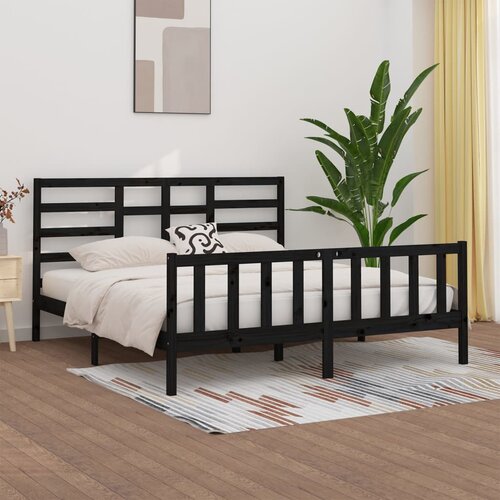 Furnova Posteljni okvir črn iz trdne borovine 200x200 cm, (21937280) Slike