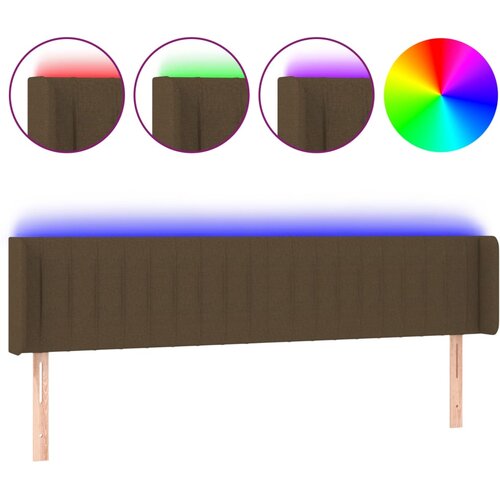 Maison Chic led posteljno vzglavje - vzglavna omarica - nočna omarica temno rjavo 163x16x78/88 cm blago, (21709221) Slike