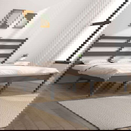  Za krevet od masivne borovine sivi 200 x 200 cm Slike