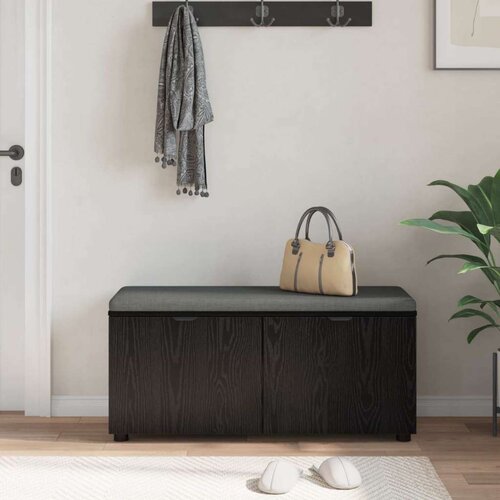  Klupa za hodnik s jastukom Crni hrast 100 x 38 x 46 cm Slike