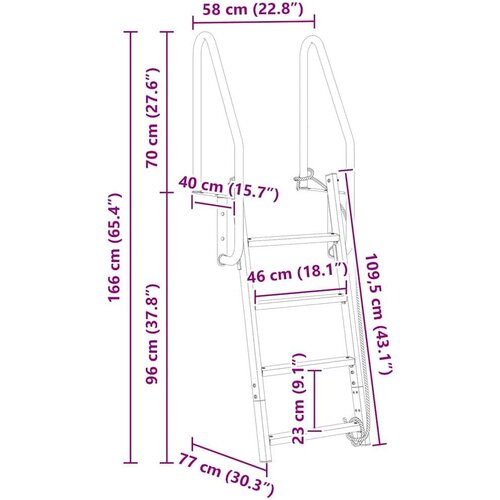 VidaXL ljestve za dok ostalo srebrno 58 x 77 x 166 cm aluminij Slike