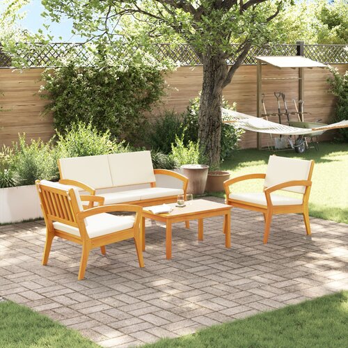 VidaXL 4-delni bistro set z blazinami iz trdnega akacijevega lesa Slike