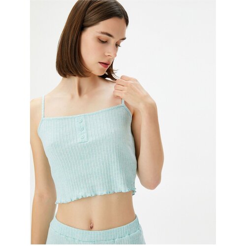 Koton Crop Pajama Top with Straps and Button Detail Slike