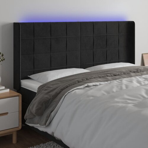 vidaXL LED uzglavlje crno 203 x 16 x 118/128 cm baršunasto Cijene