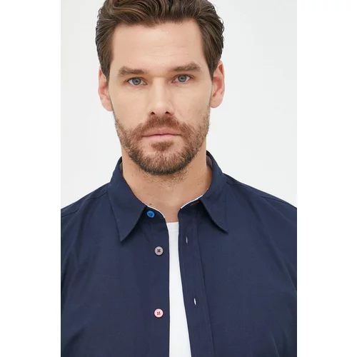 PS Paul Smith Pamučna košulja za muškarce, boja: tamno plava, slim, s klasičnim ovratnikom