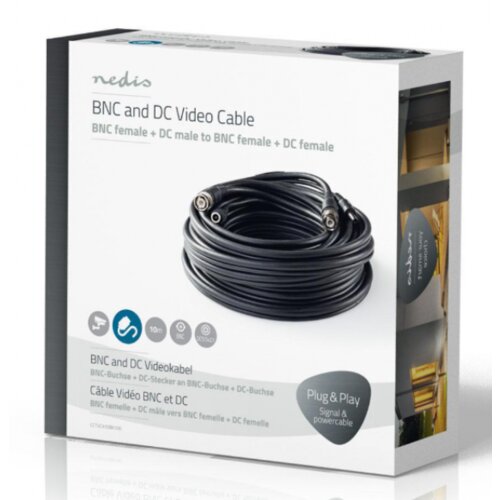 Nedis CCTVCA10BK100 CCTV Security Cable BNC DC RG59, 10m 841 Cene