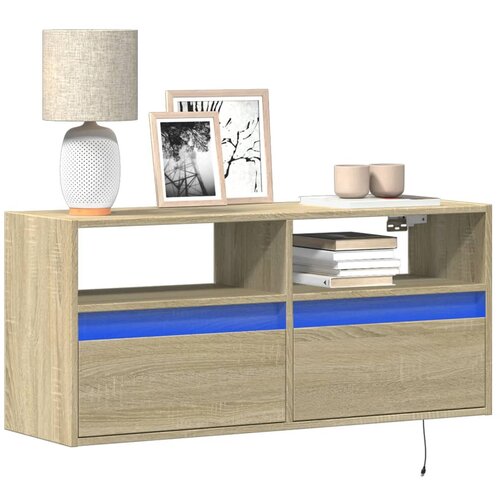 VidaXL Stenska TV omarica z LED lučkami sonoma hrast 100x31x45 cm Slike