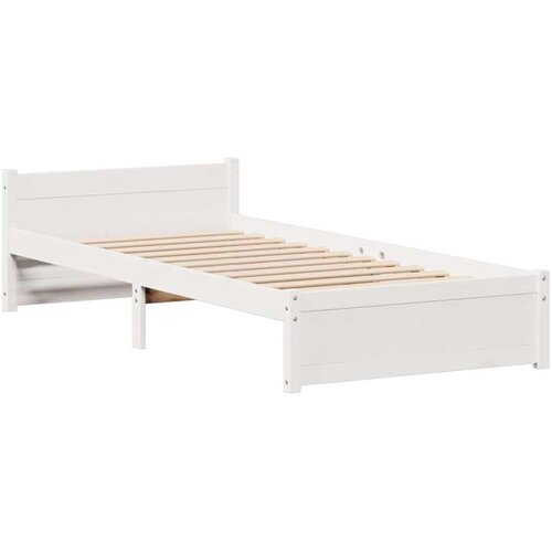 VidaXL Okvir kreveta bez madraca bijeli 90 x 190 cm masivna borovina Slike