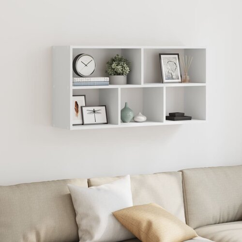  Zidna polica bijela 100x25x50 cm od konstruiranog drva Slike
