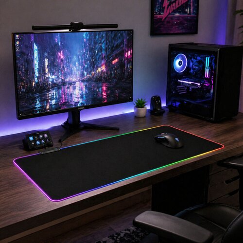  Podloga za tipkovnico in mi&amp;scaron; z LED osvetlitvijo - 30x80cm Slike